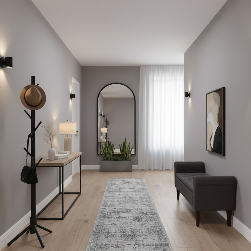 Transform Your Hallway with a Futuristic Monochrome Design