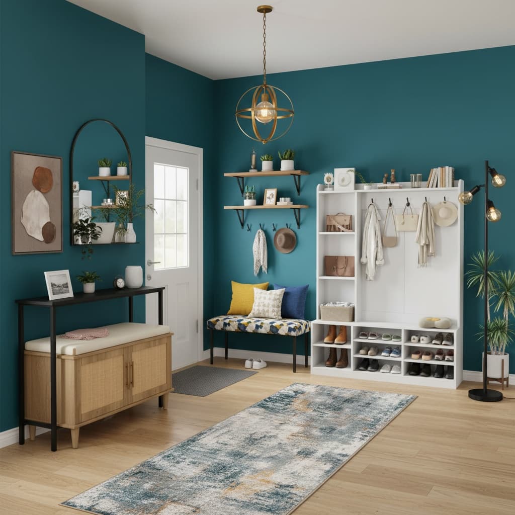 Design a Stunning Scandinavian Entryway Mudroom with a Bold Color Scheme