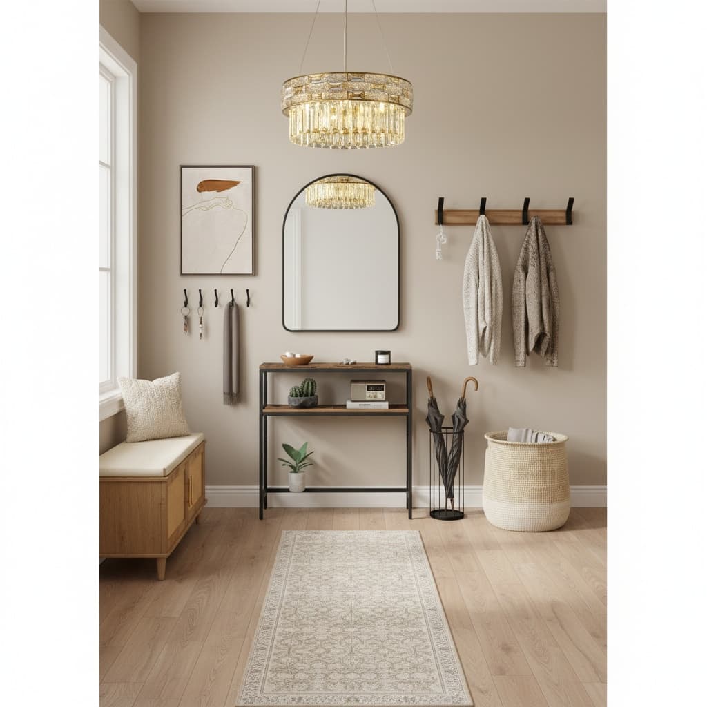 Design a Futuristic Entryway Mudroom with a Neutral Color Palette