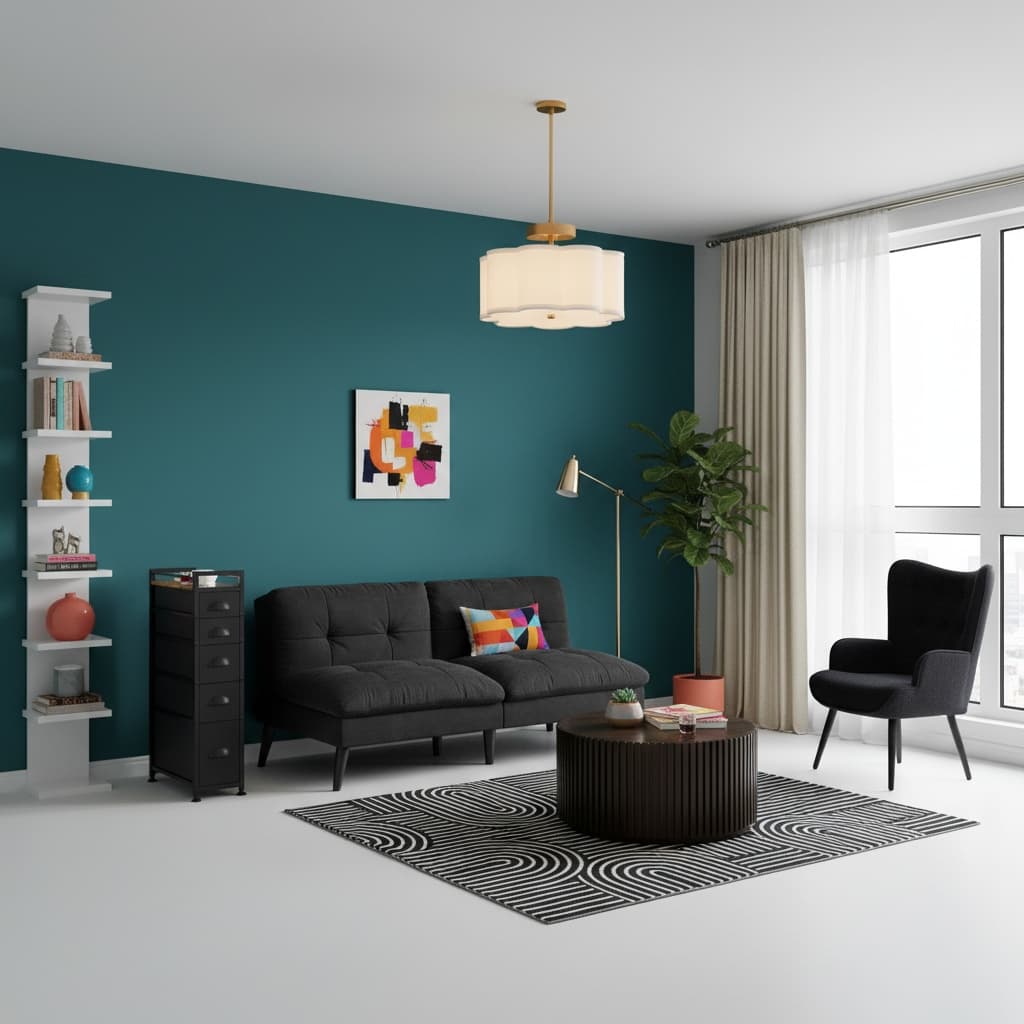 Bold and Rustic Studio Design: Transforming Small Spaces with Vibrant Color Schemes