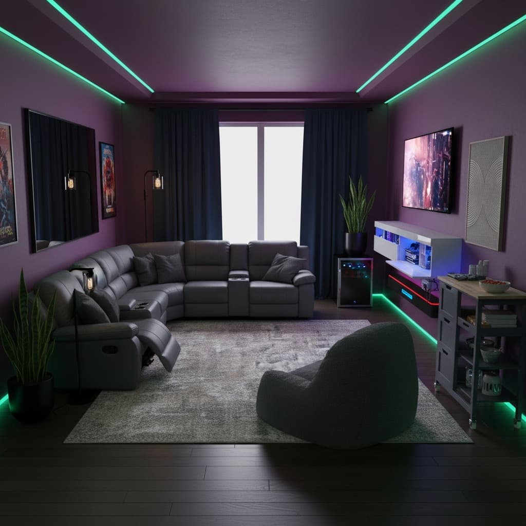 Transform Your Media/Game Room: Bold Scandinavian Style with Vibrant Colors