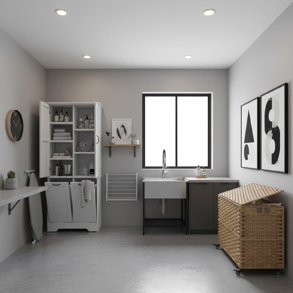 Design an Eco-Friendly Laundry Room with a Monochrome Color Scheme
