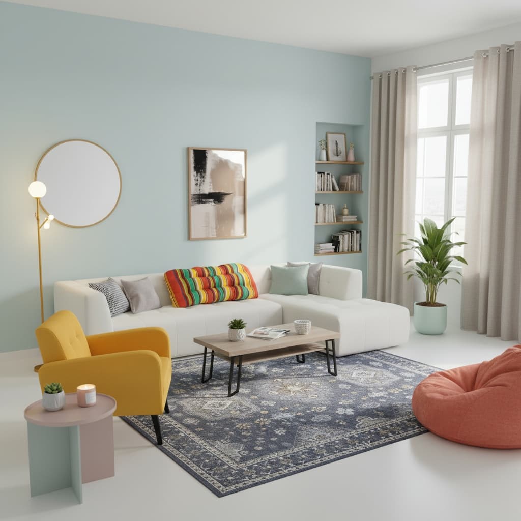 Transform Your Living Room: Industrial Style with a Pastel Color Scheme