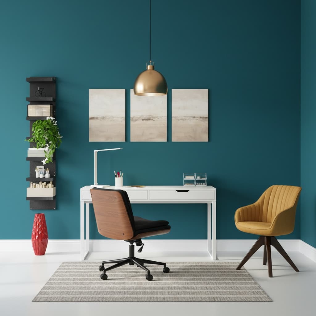 Create a Bold and Vibrant Industrial Home Office with Eye-Catching Colors