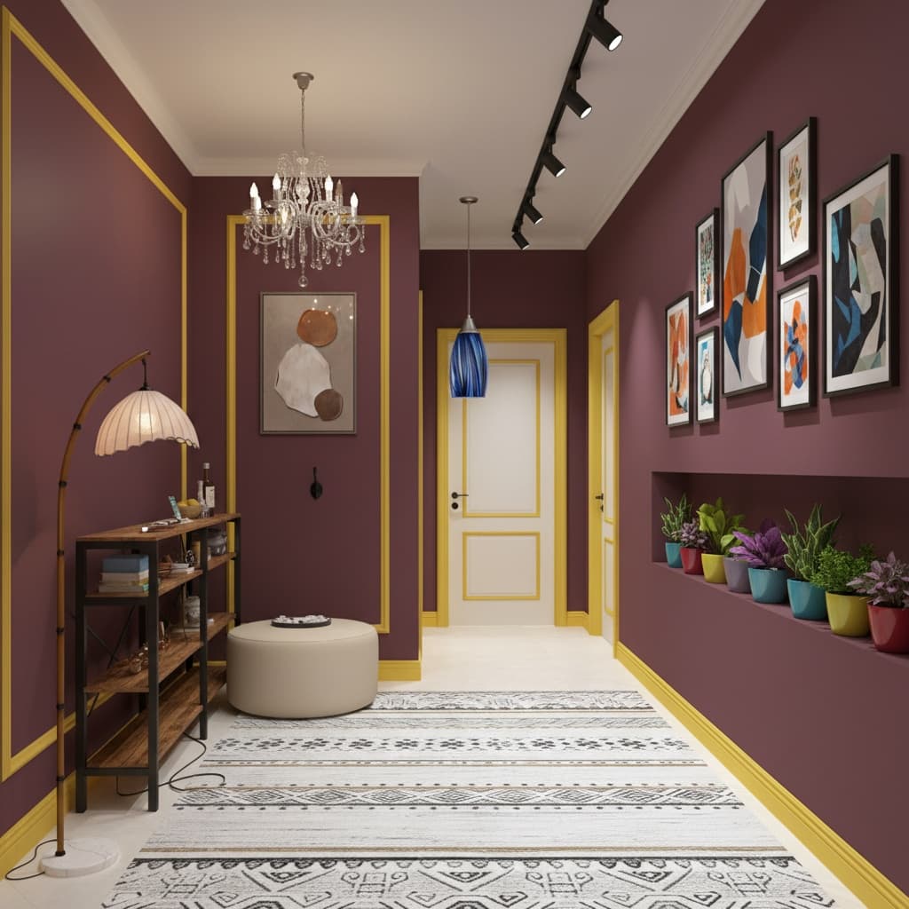 Design a Vibrant Eco-Friendly Hallway with a Bold Color Scheme