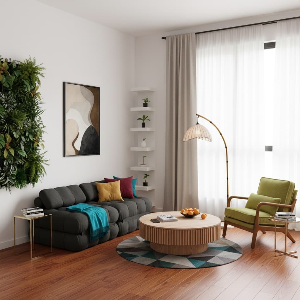 Transforming a Studio Small Space with Industrial Bold Color Schemes