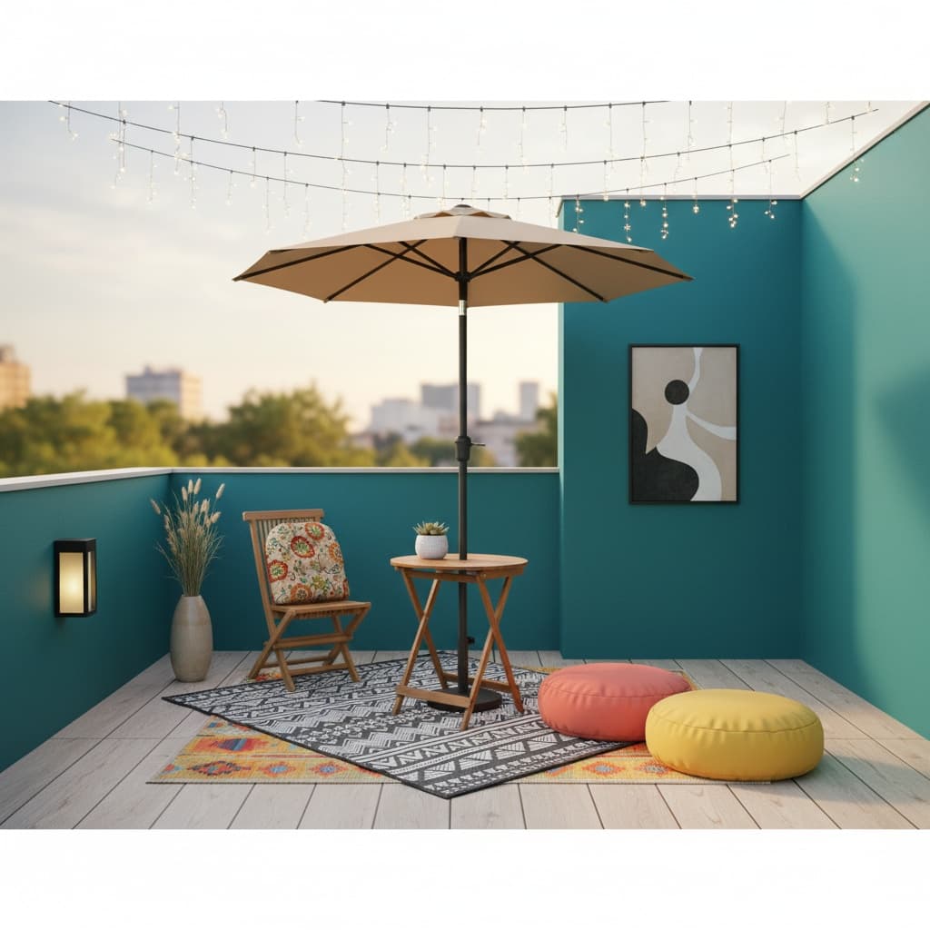 Designing an Industrial Patio or Balcony with a Bold Color Palette