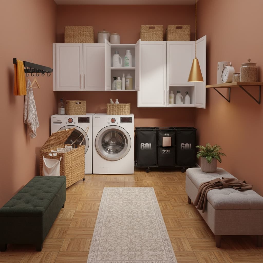Design a Tropical Laundry Room with Earth Tones for a Refreshing Look