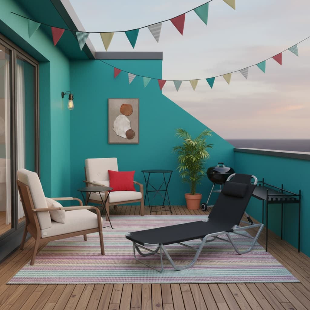 Design a Scandinavian Patio with a Bold Color Scheme