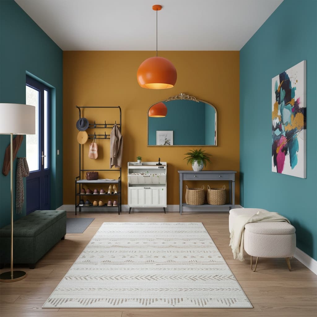 Transform Your Entryway Mudroom: Modern Style with a Bold Color Scheme