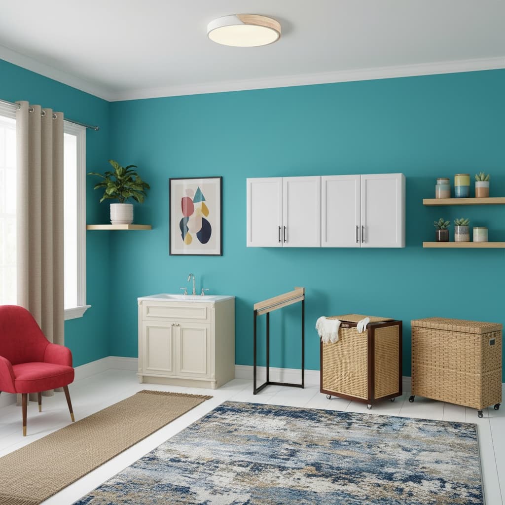 Transform Your Laundry Room with Bohemian Style and a Bold Color Scheme