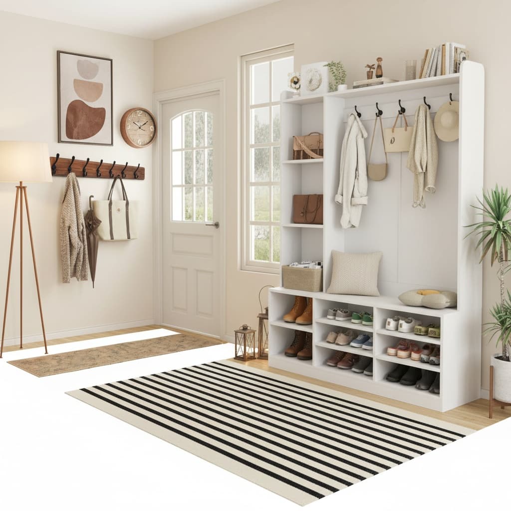 Design a Futuristic Entryway_Mudroom with an Earth Tones Palette