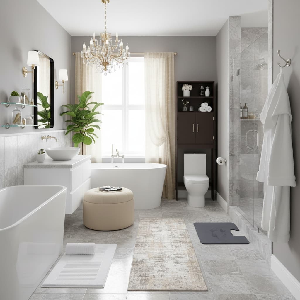 Futuristic Bathroom Design: Neutral Color Scheme for a Modern Home Interior