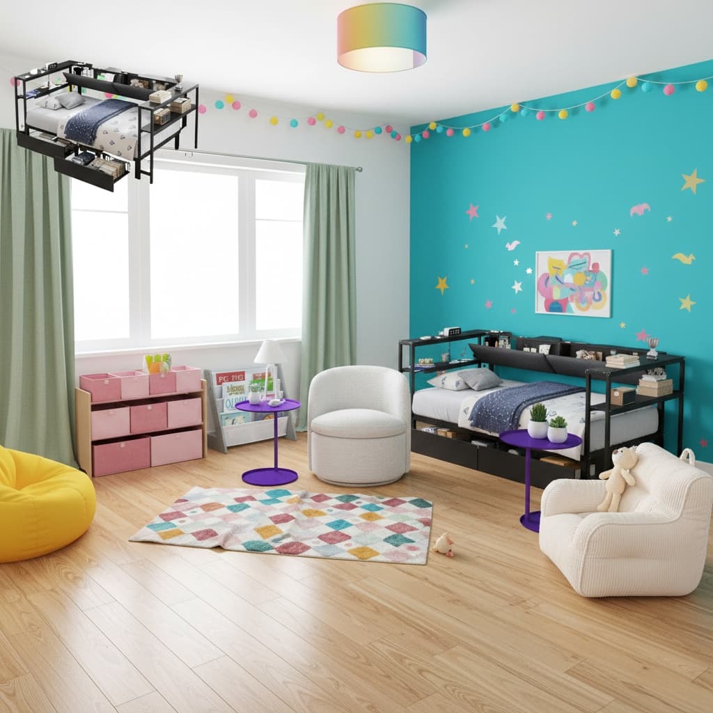 Design a Vintage Kids Room with a Bold Color Scheme