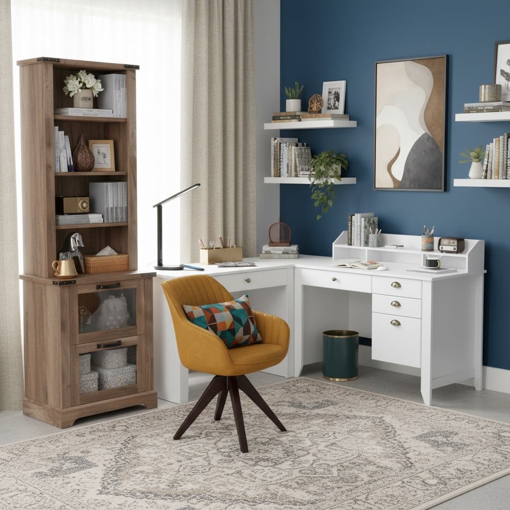 Design a Rustic Home Office with a Bold Color Scheme for Vibrant Workspaces