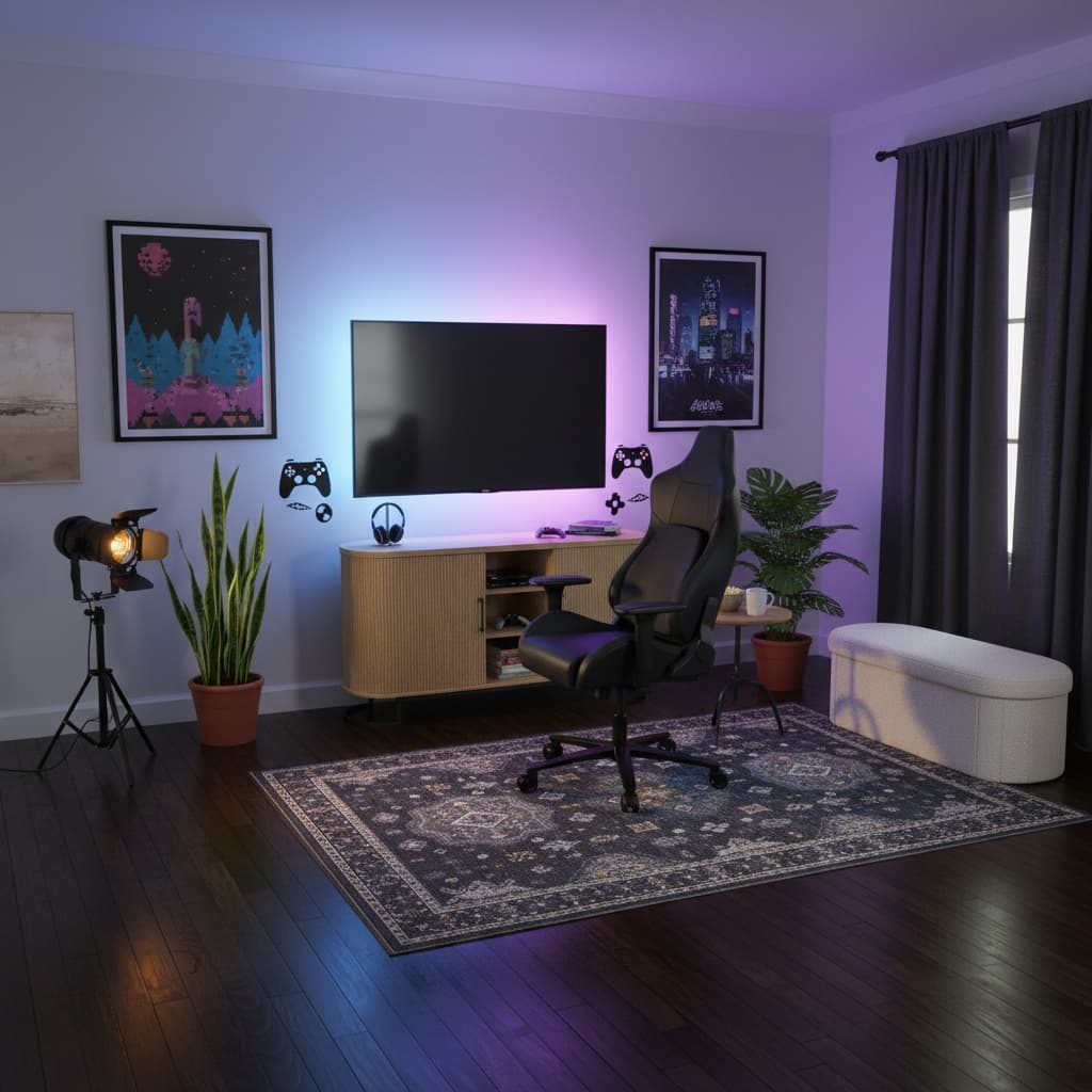 Design a Classic Media/Game Room with a Bold Color Scheme