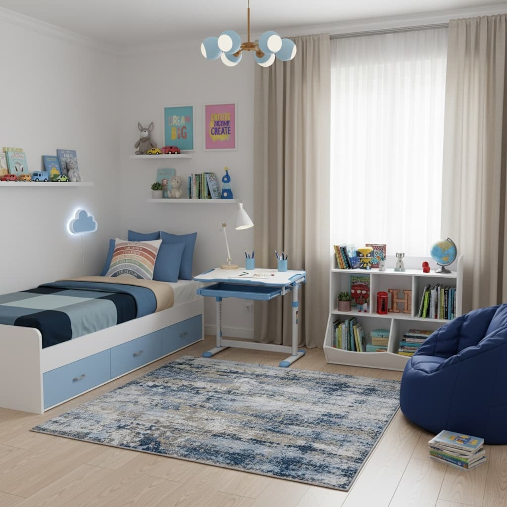 Design an Industrial Kids Room with a Monochrome Color Scheme