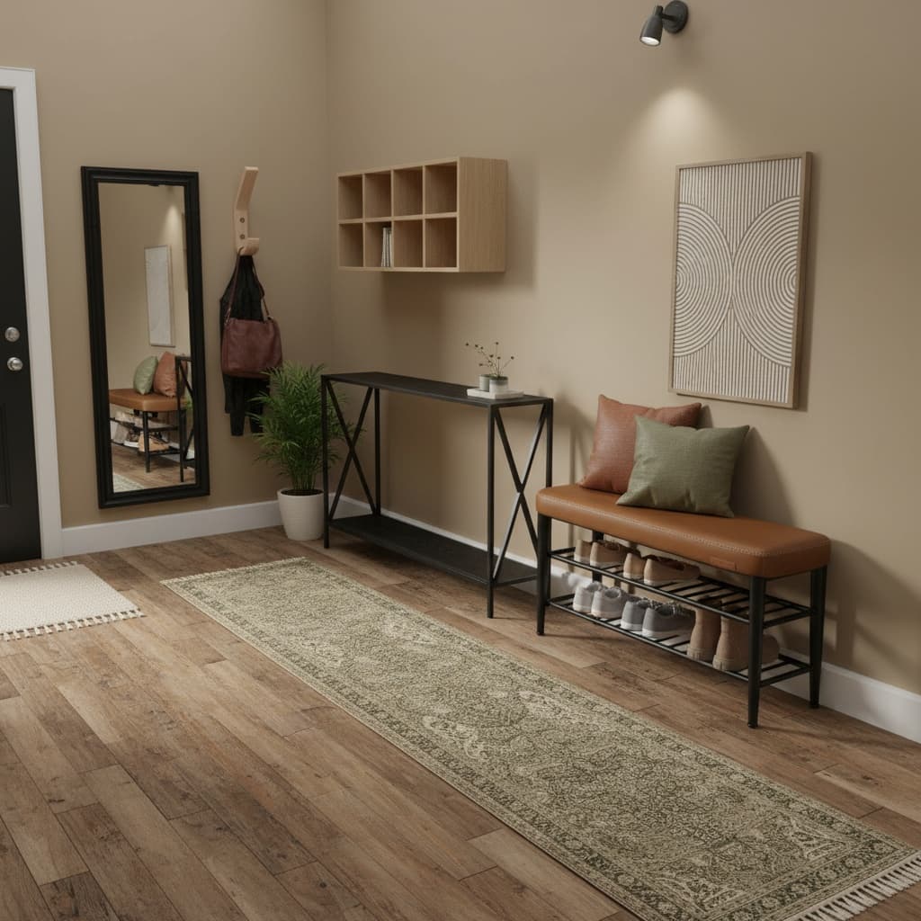 Design a Rustic Entryway Mudroom with Earth Tones for Seamless Home Interior Design