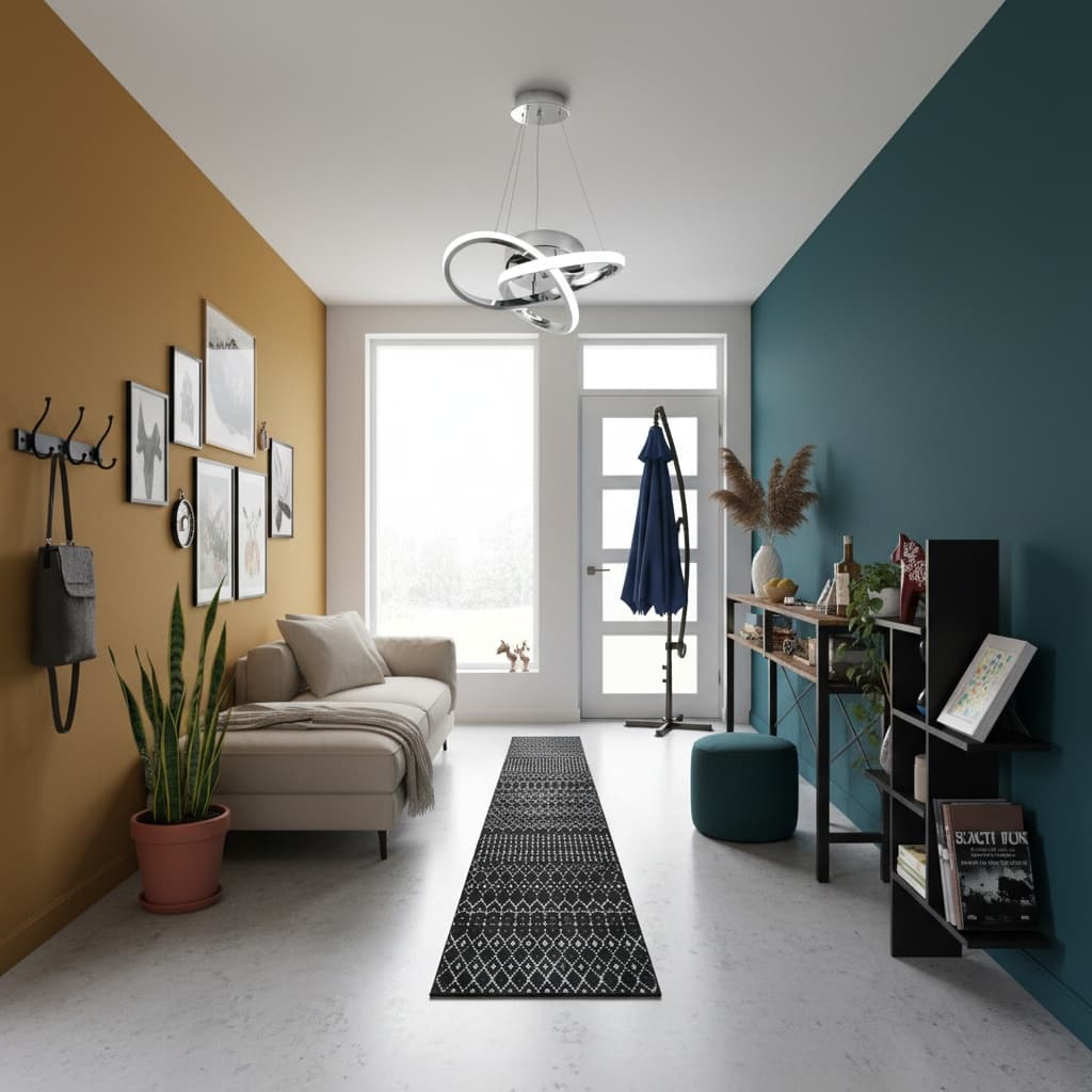 Design a Bold Scandinavian Hallway with Vibrant Home Interior Design