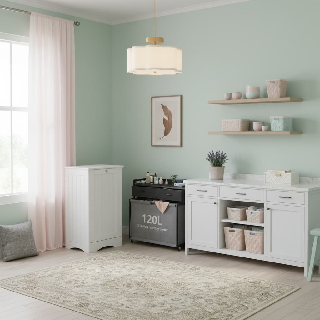 Transform Your Laundry Room with Industrial Style and a Pastel Color Palette
