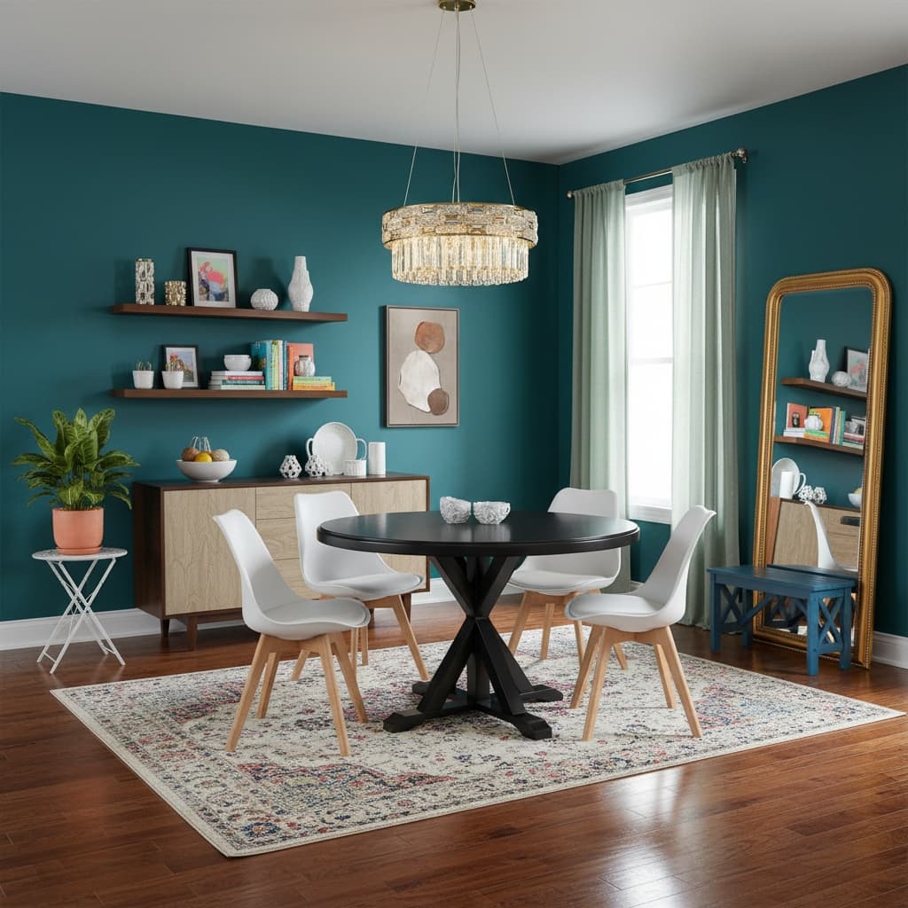 Minimalist Dining Room Design: Embrace a Bold and Vibrant Color Scheme