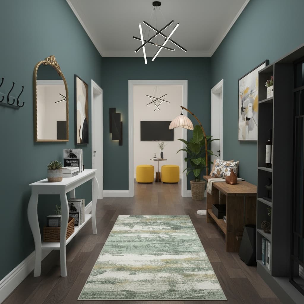 Minimalist Bold Hallway Ideas: Vibrant Color Schemes for Stunning Home Interior Design