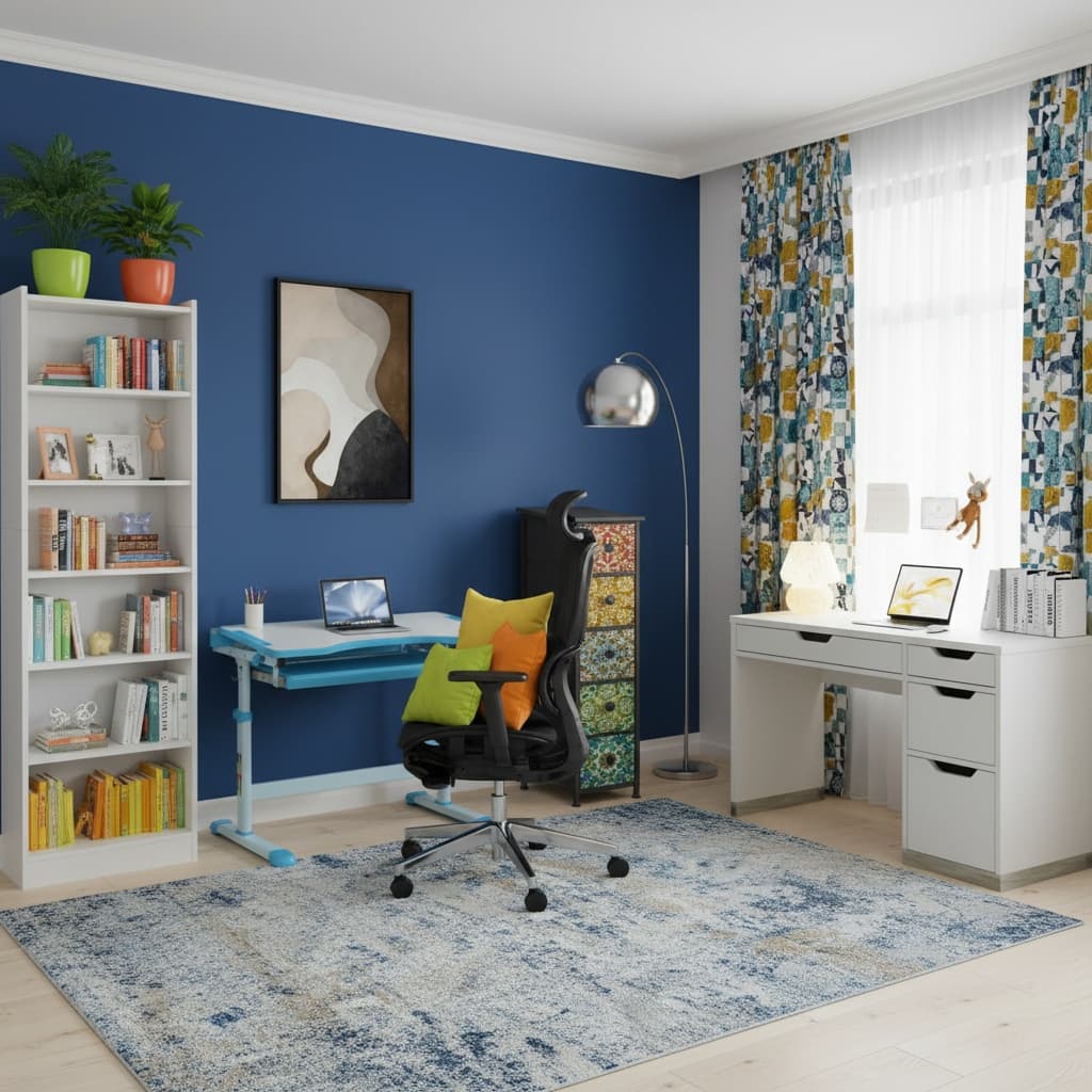Design a Japanese-Inspired Home Office with a Bold Color Scheme