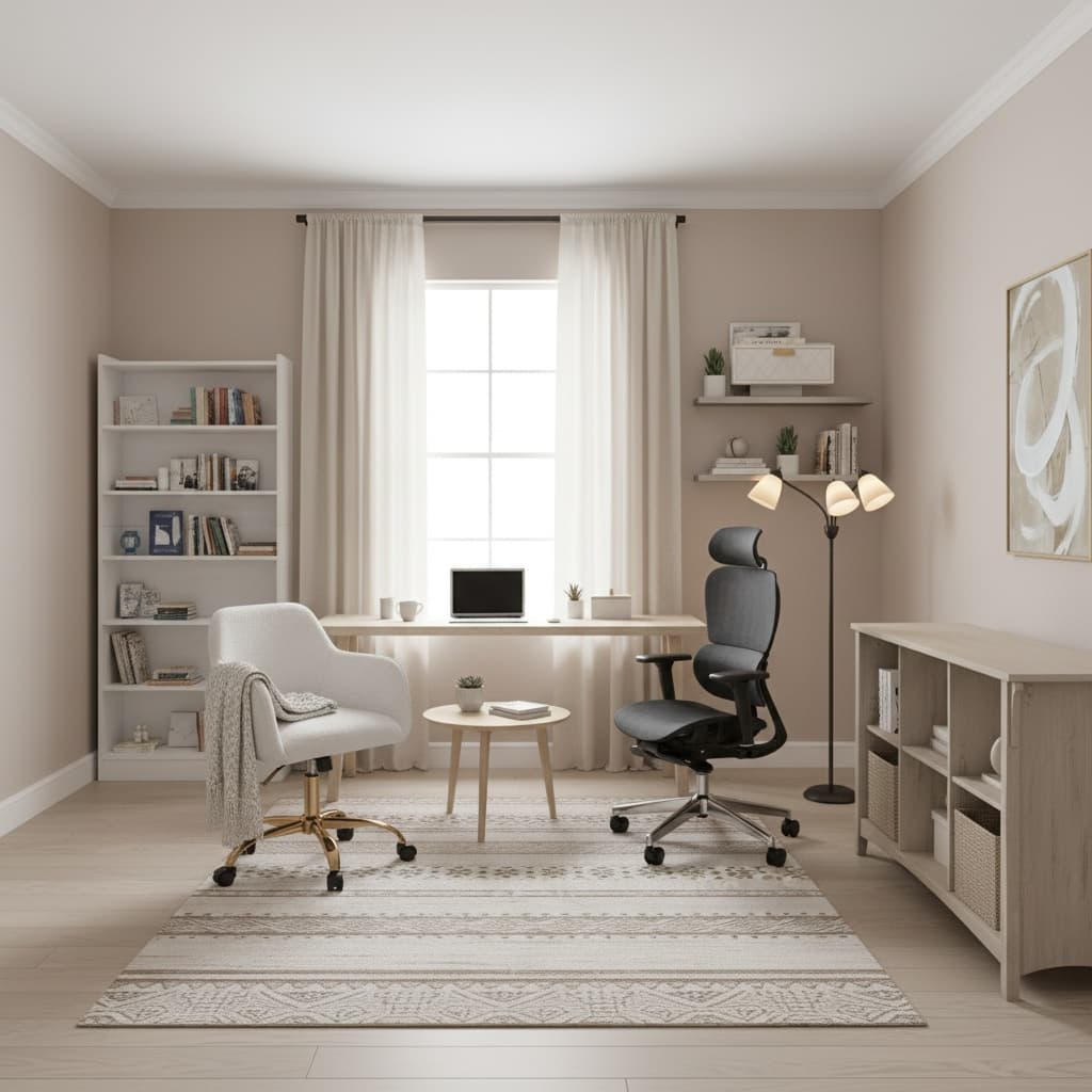Transform Your Home Office with Vintage Style and a Monochrome Color Scheme