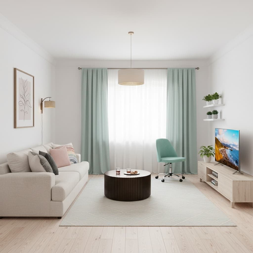 Designing a Japanese Living Room with a Soft Pastel Color Palette