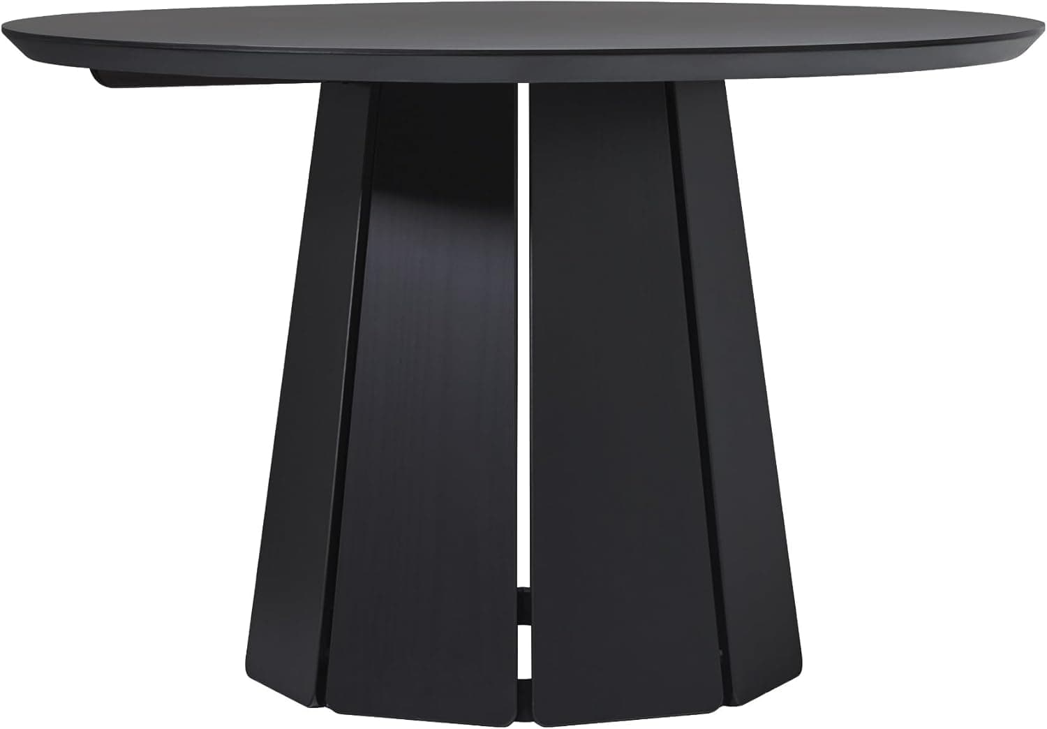 Walker Edison Modern Paneled-Wood Pedestal Base Round Top Dining Table, 48 Inch, Black