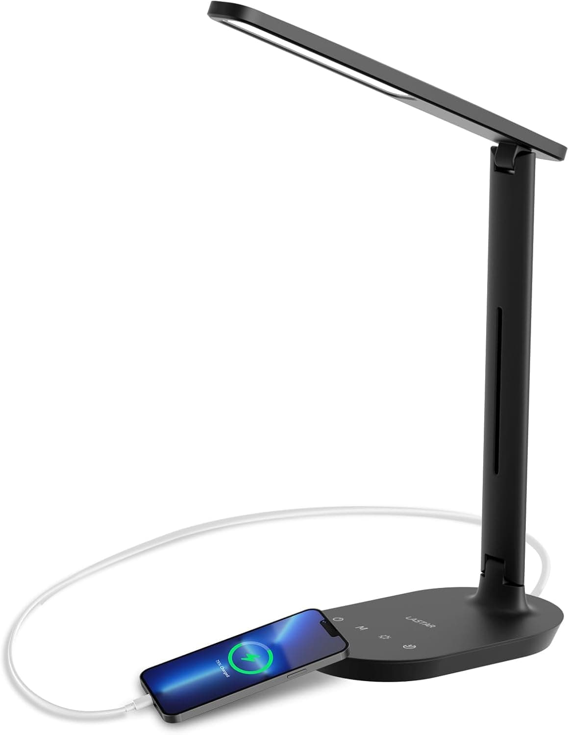 LASTAR Desk Lamp, Dimmable Eye-Protecting Table Lamps with Night Light, USB Charging Port, 4 Color Temperature Modes, 5 Brightness Levels, 1H Timer, Touch Control for Home Office Bedroom