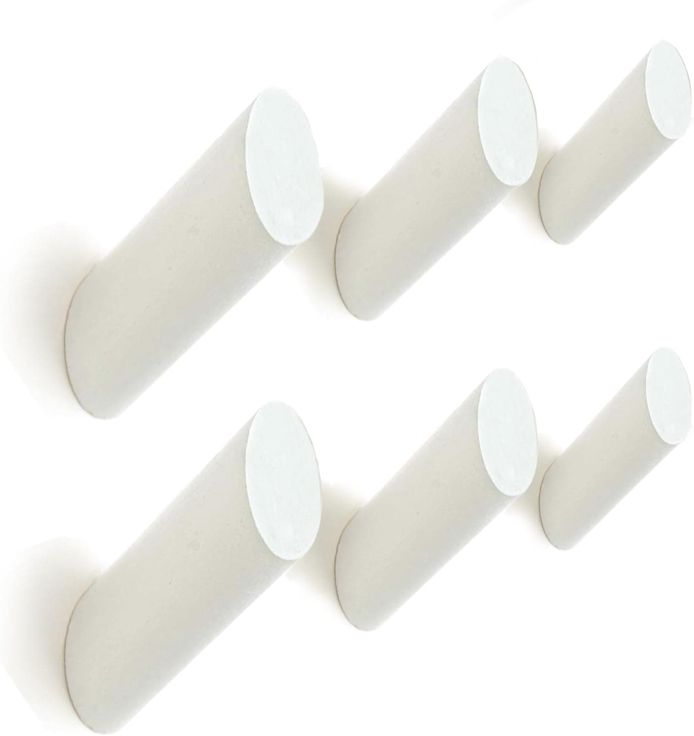 Wood Wall Hooks, 6 Pack | Modern, Decorative White Wooden Hangers Wall Mounted | Coat Hooks | Hook for Hanging Backpage, Robe, Hat, Towel, Coat, Purse, Bag