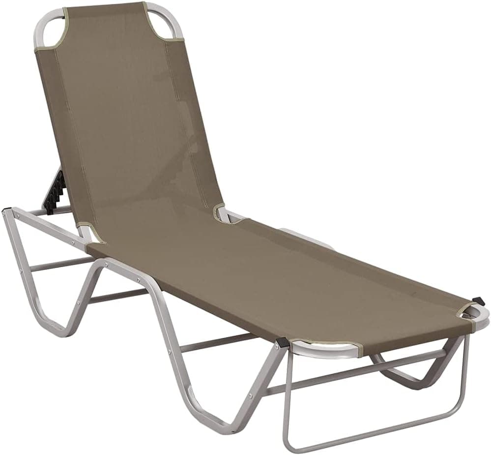 Sun Lounger Aluminum and Textilene Taupe Outdoor Seat
