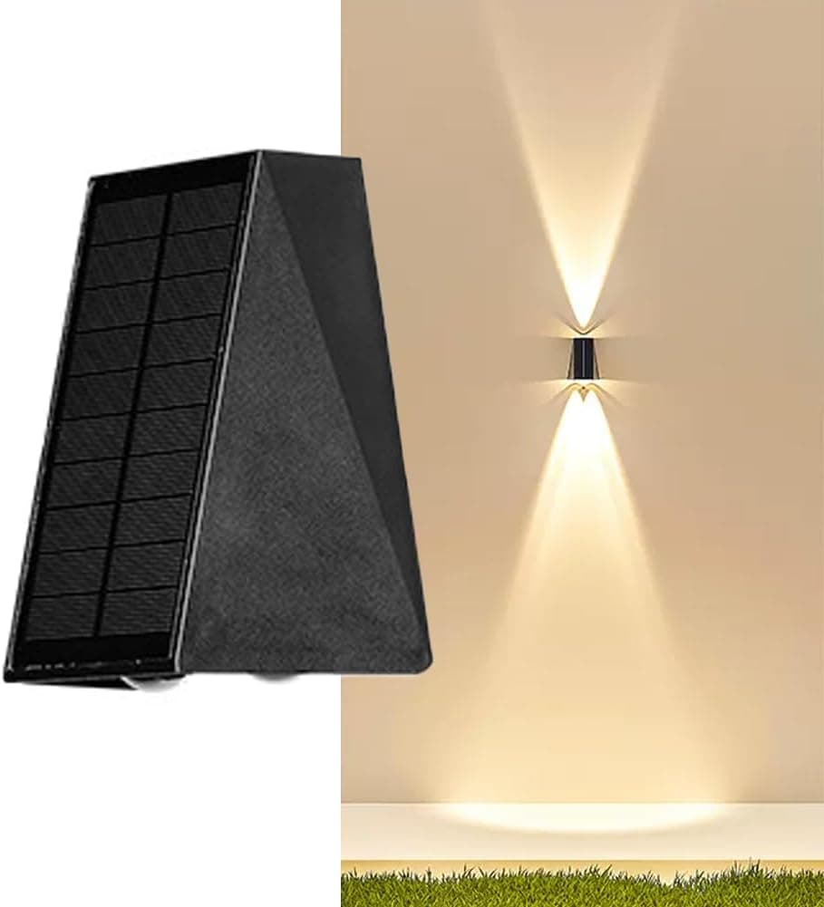 Solar Lights Decorative Up Down Outdoor Wall Sconce Light Flood Lights Dusk to Dawn Outdoor Lighting Fixture Bright Deck Lights Outdoor Waterproof Fence Solar Lamp for Post Patio Yard Porch
