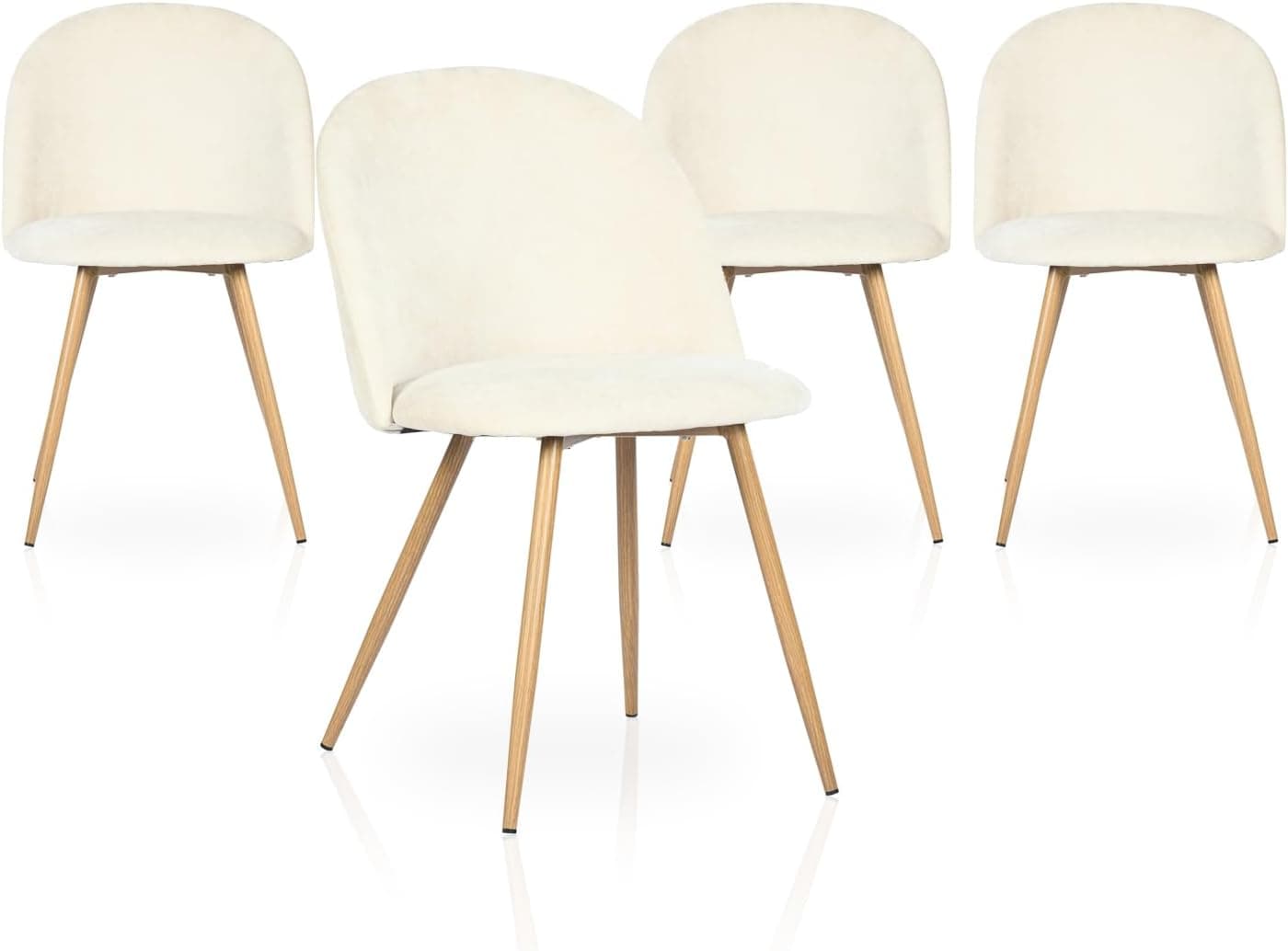 Homy Casa Refined Burlap Dining Chairs Set of 4, Mid-Century Modern Upholstered Armless Side Chairs with Metal Legs, Comfy Accent Chairs for Dining Room, Kitchen, Living Room, Vanity, Beige