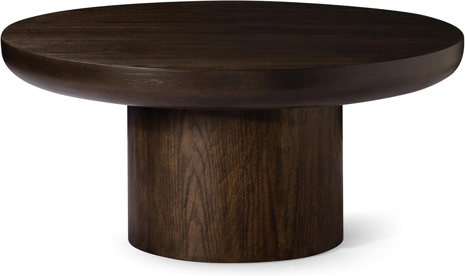 Maven Lane Wooden Circular Coffee Table, 36" Round, Livingroom Table, Modern Farmhouse Living Room Accent Table, Wood Furniture for Family Room, Rustic Industrial Home Decor, Owen Table (Aged Brown)