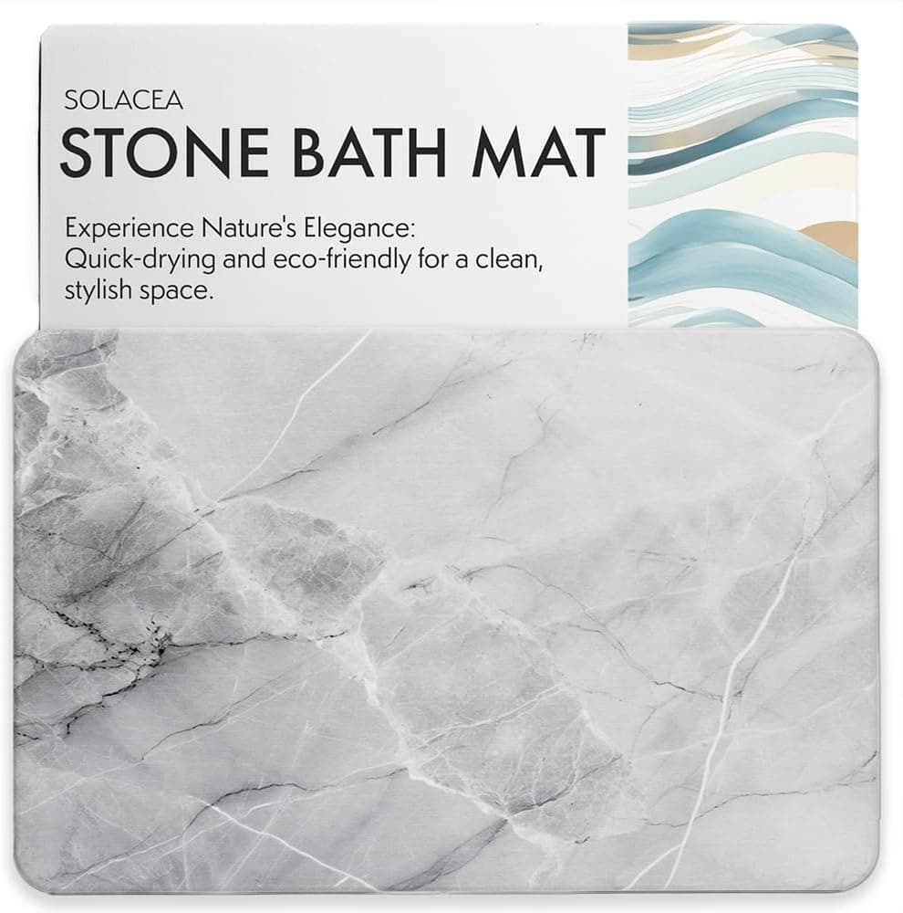 Stone Bath Mat, 23.7 x 15.4 inches, Quick Dry & Non-Slip Diatomaceous Earth Bath Mat for Bathroom and Kitchen