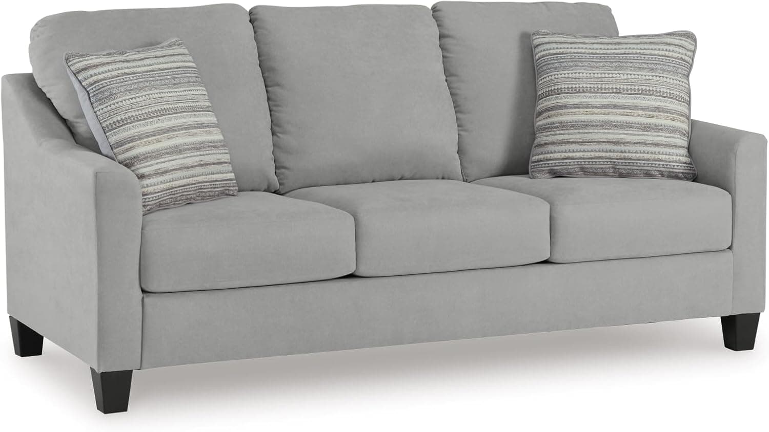 Signature Design by Ashley Adlai Casual 2-in-1 Queen Sofa Sleeper with Folding Memory Foam Mattress and 2 Toss Pillows, Light Gray