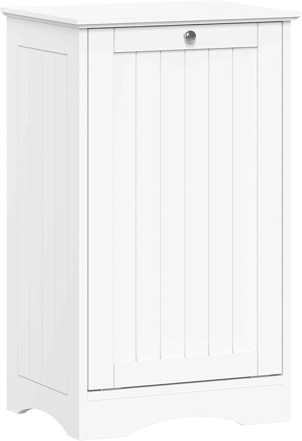 RiverRidge Ashland Tilt Out Laundry Hamper with Beadboard Design - Spacious Top Shelf, Removable Cloth Bag & Silver Knob - White Laundry Cabinet for Towels & Clothes Storage - Laundry Room Cabinets