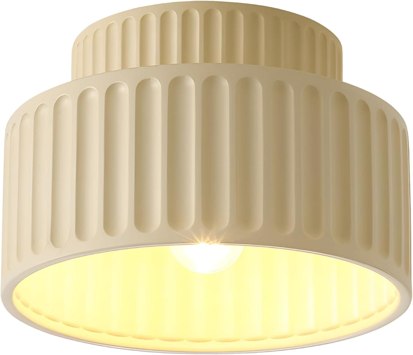 Vintage Modern Semi Flush Mount Ceiling Light Nordic Simple Resin Ceiling Lights Fixture Minimalist Foyer Close to Ceiling Lamp Mid Century Indoor Hallway Ceiling Light for Bedroom