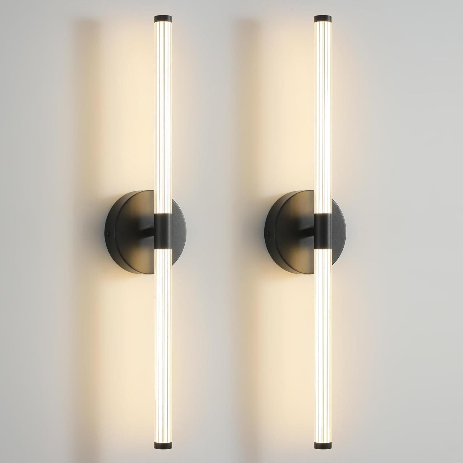 Wall Sconces Set of Two Matte Black LED Wall Lights Modern Linear Sconces Lighting Indoor Sconces Wall Decor Set of 2 Mounted Lamp for Living Room Wall Scones, Wall Lights Set of 2