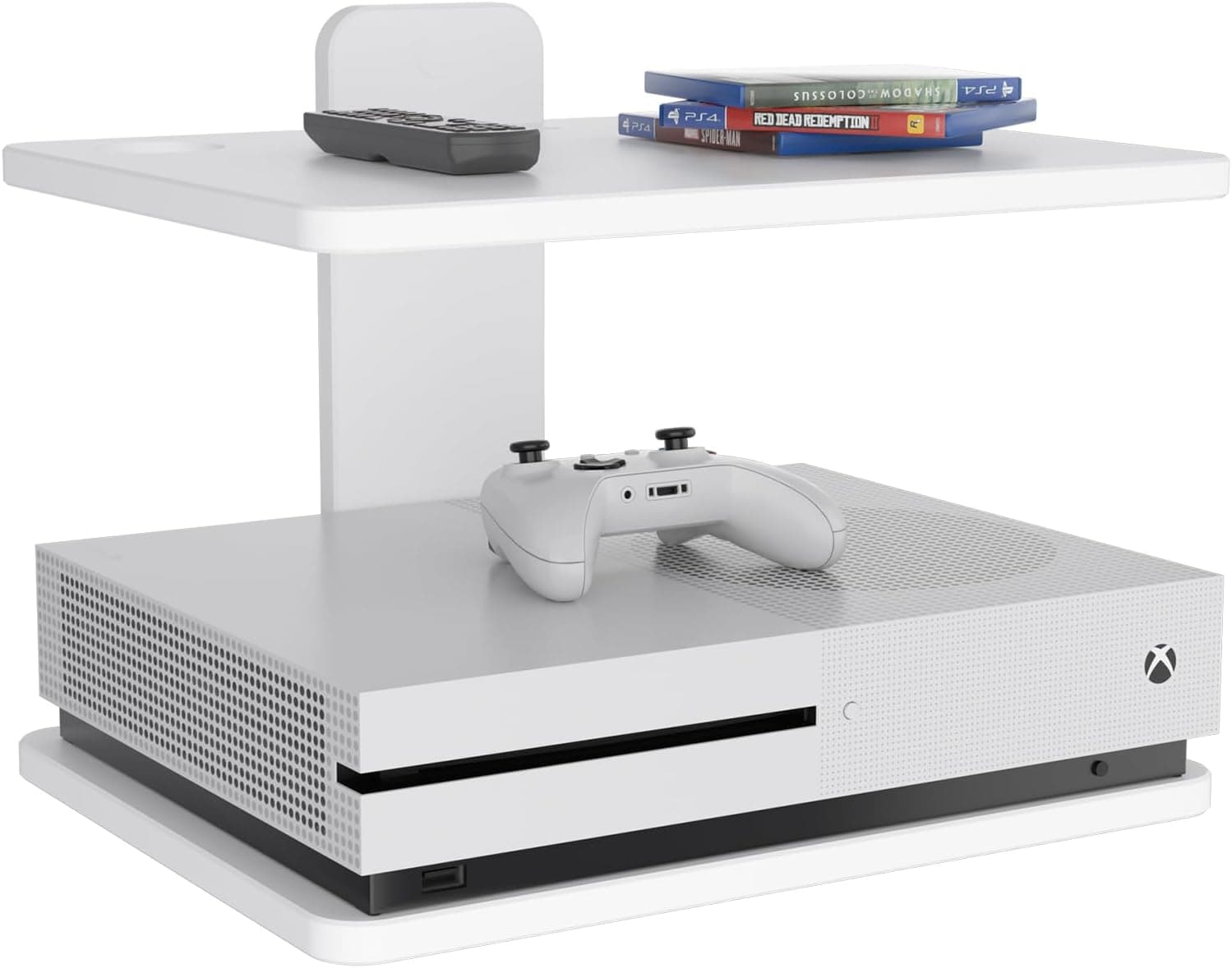 suptek Floating TV Shelf, Wooden Wall Mounted Shelves for DVD Players, Cable Boxes, Routers, Game Consoles-Holds Up to 15.4lbs, Includes 2 Shelves, Ideal for Living Room Decor (CS502W)