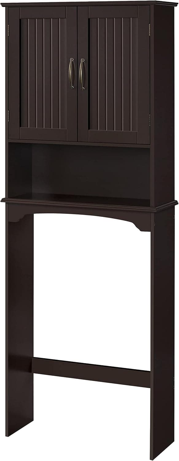 Yaheetech Over The Toilet Storage with 2 Doors & Adjustable Shelf, Free Standing Toilet Rack Wooden Space-saving Collect Cabinet, Bathroom Furniture, 9Dx24.5Wx66H Inches, Espresso