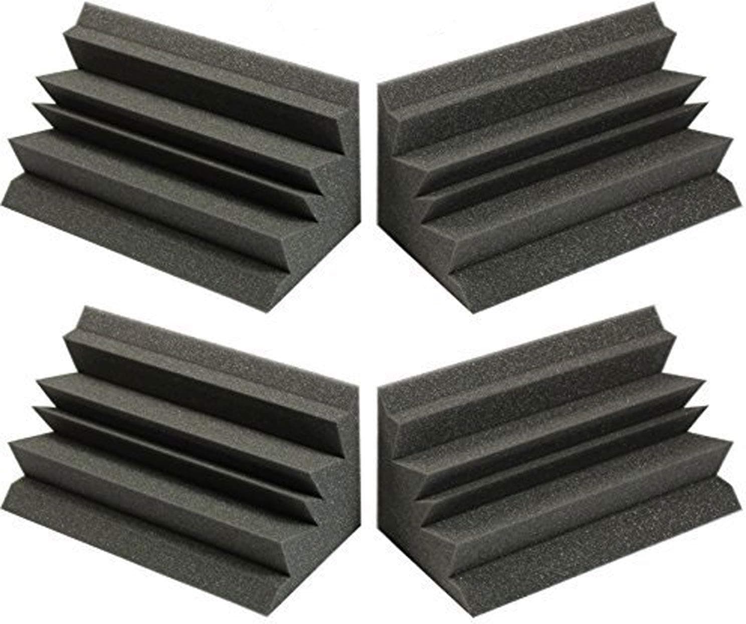 Acoustic Foam Bass Trap Studio Corner Wall 12" X 6" X 6" (4 PACK) Made in USA - Color: Charcoal