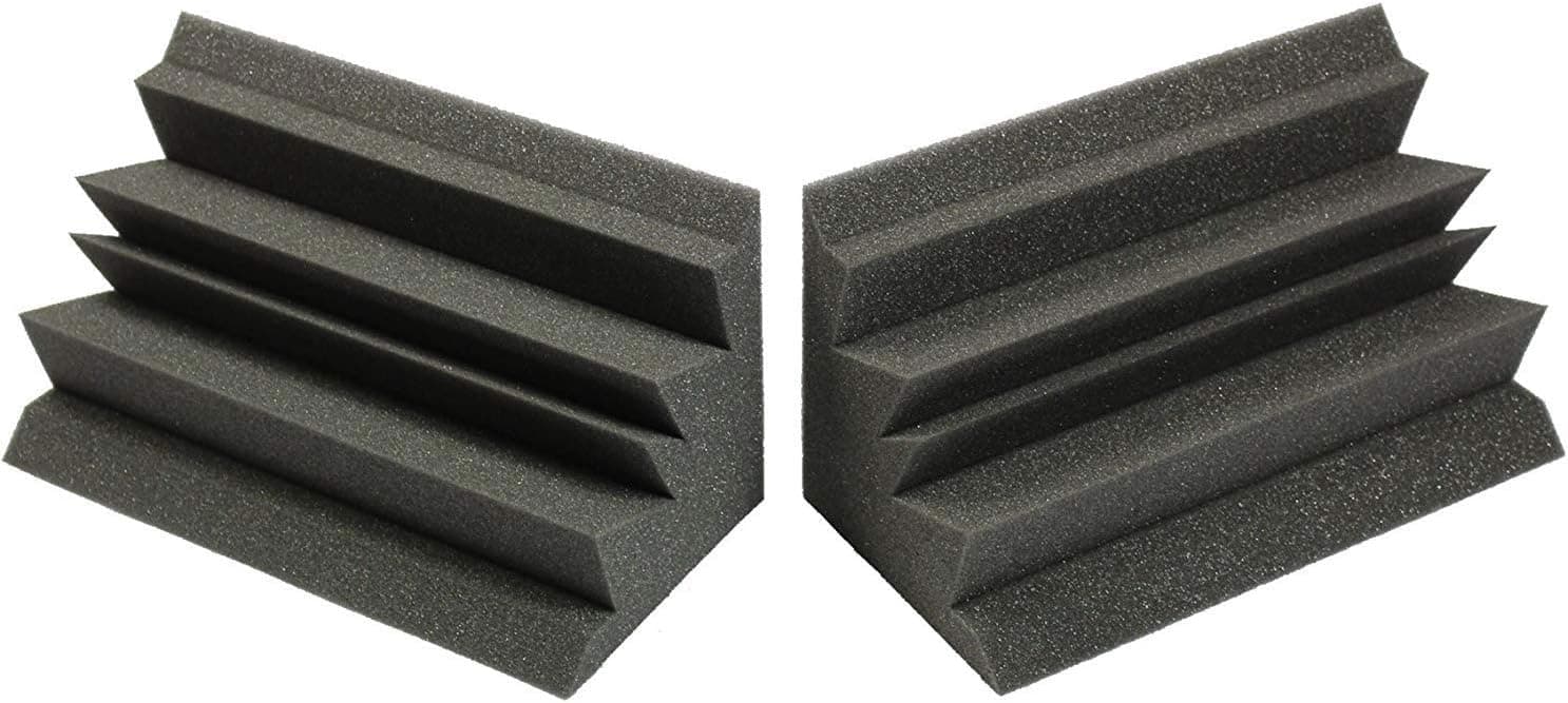 Acoustic Foam Bass Trap Studio Soundproofing Corner Wall 12" X 6" X 6" (2PACK) - Color: Charcoal