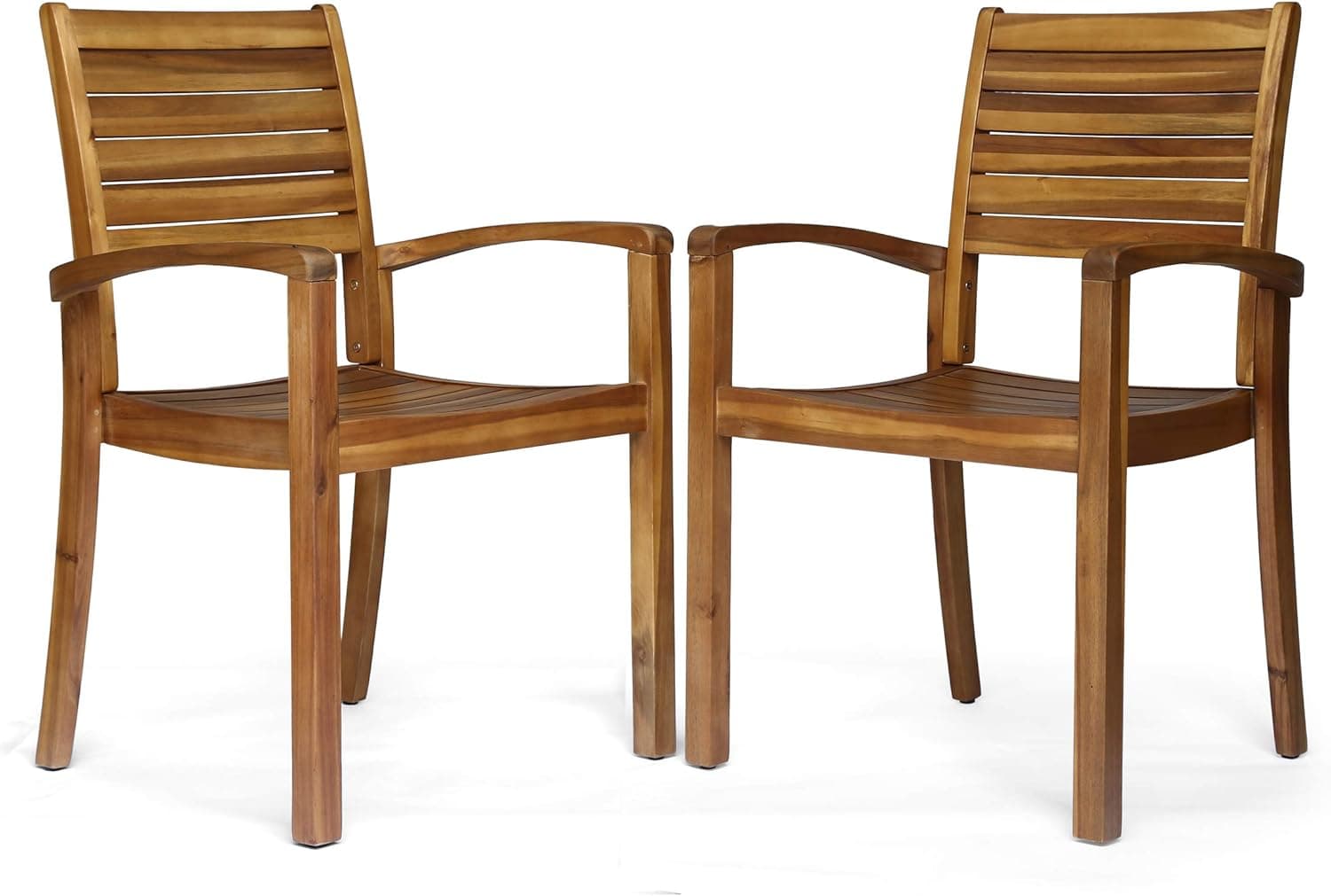 Christopher Knight Home Watts Outdoor Acacia Wood Dining Chairs, Teak Finish (Set of 2)