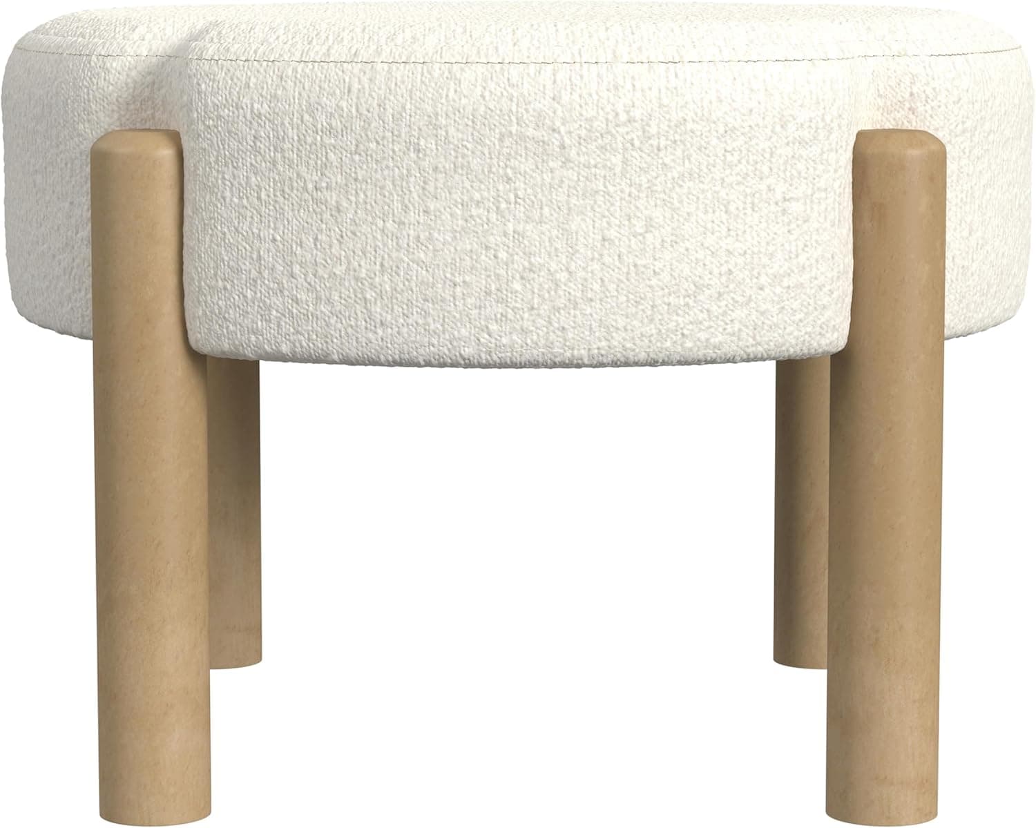 HomePop Luna Modern Round Ottoman Home Décor|Ottoman for Living Room & Bedroom - Cream Boucle