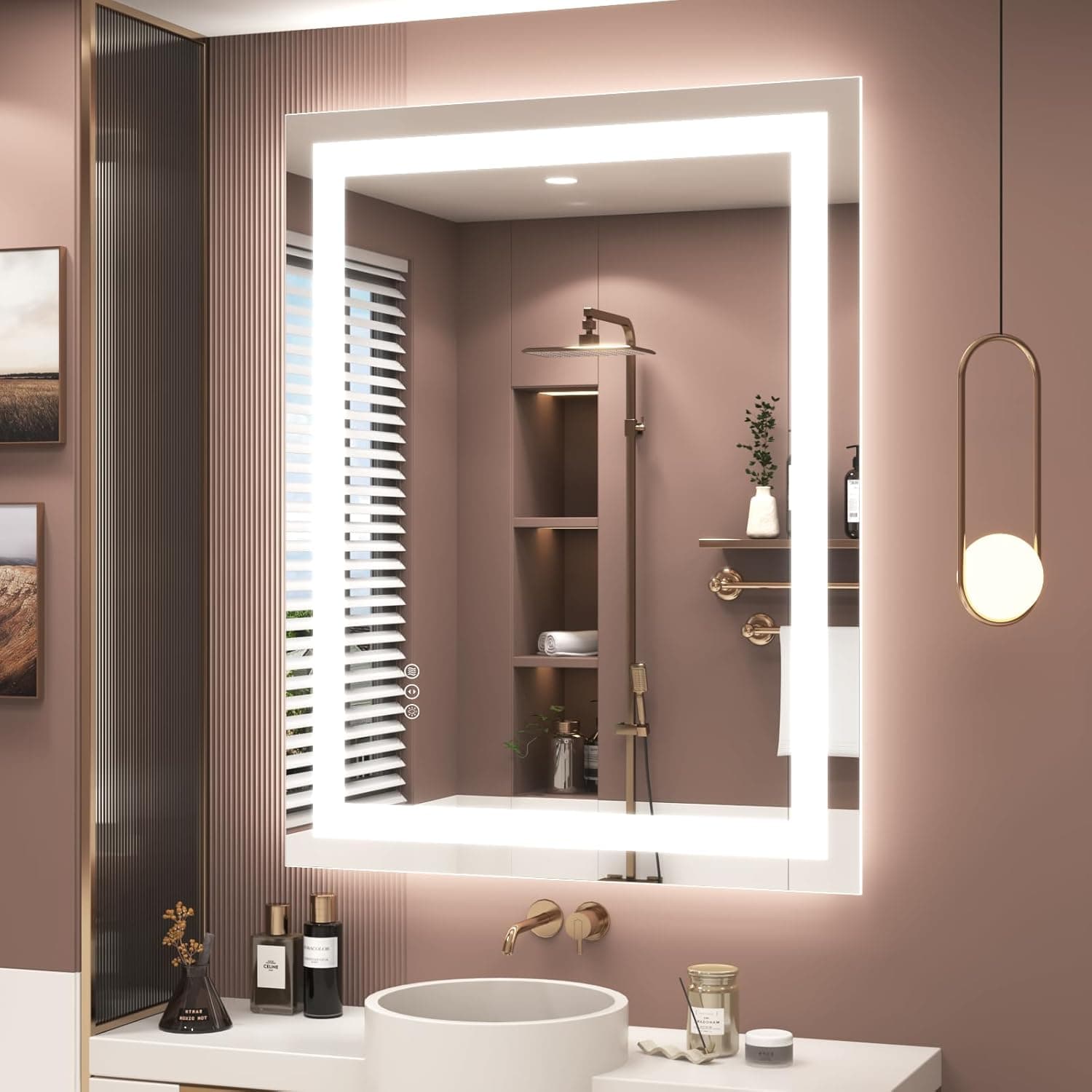 28x36 LED Mirror for Bathroom, Lighted Vanity Mirror for Wall, Dimmable, Anti-Fog, Shatter-Proof, ETL Listed (Front Lights + Backlit)