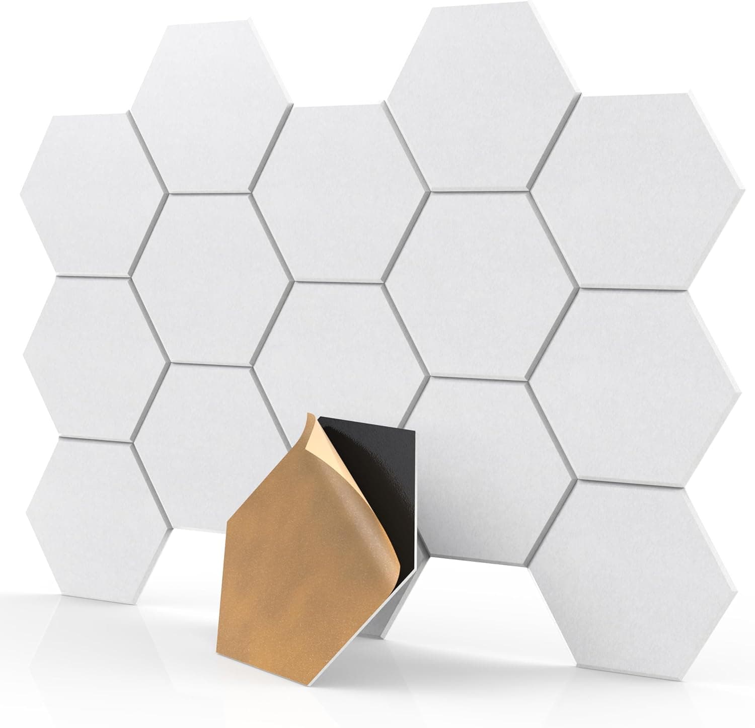 18 Pack White Hexagon Self-Adhesive Acoustic Panels-12"X10"X 0.4" Soundproof Wall Panels, High-Density Sound Absorbing for Studios, Offices, and Home Theaters
