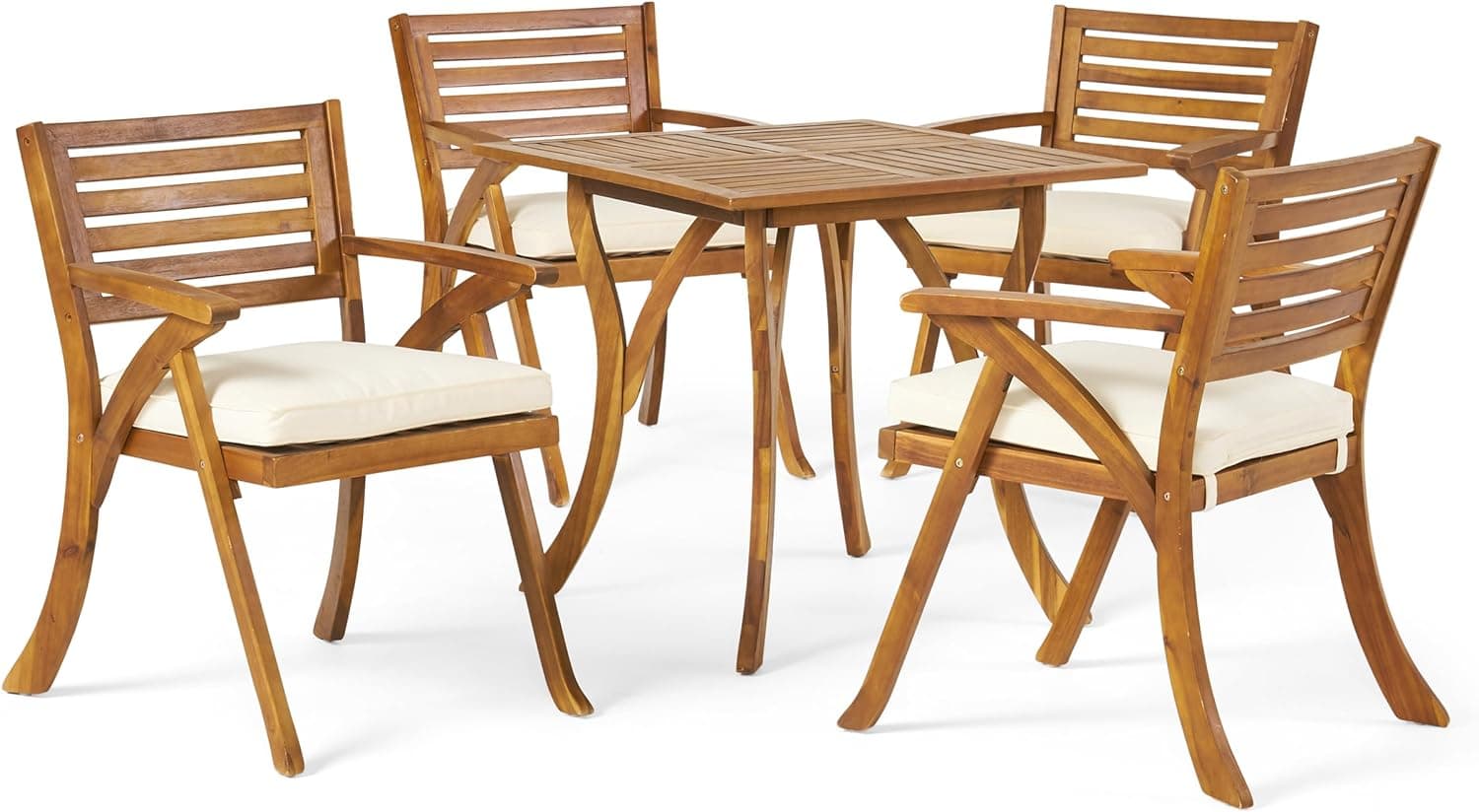 Christopher Knight Home Hermosa Acacia Wood Dining Set, 5-Pcs Set, Teak Finish